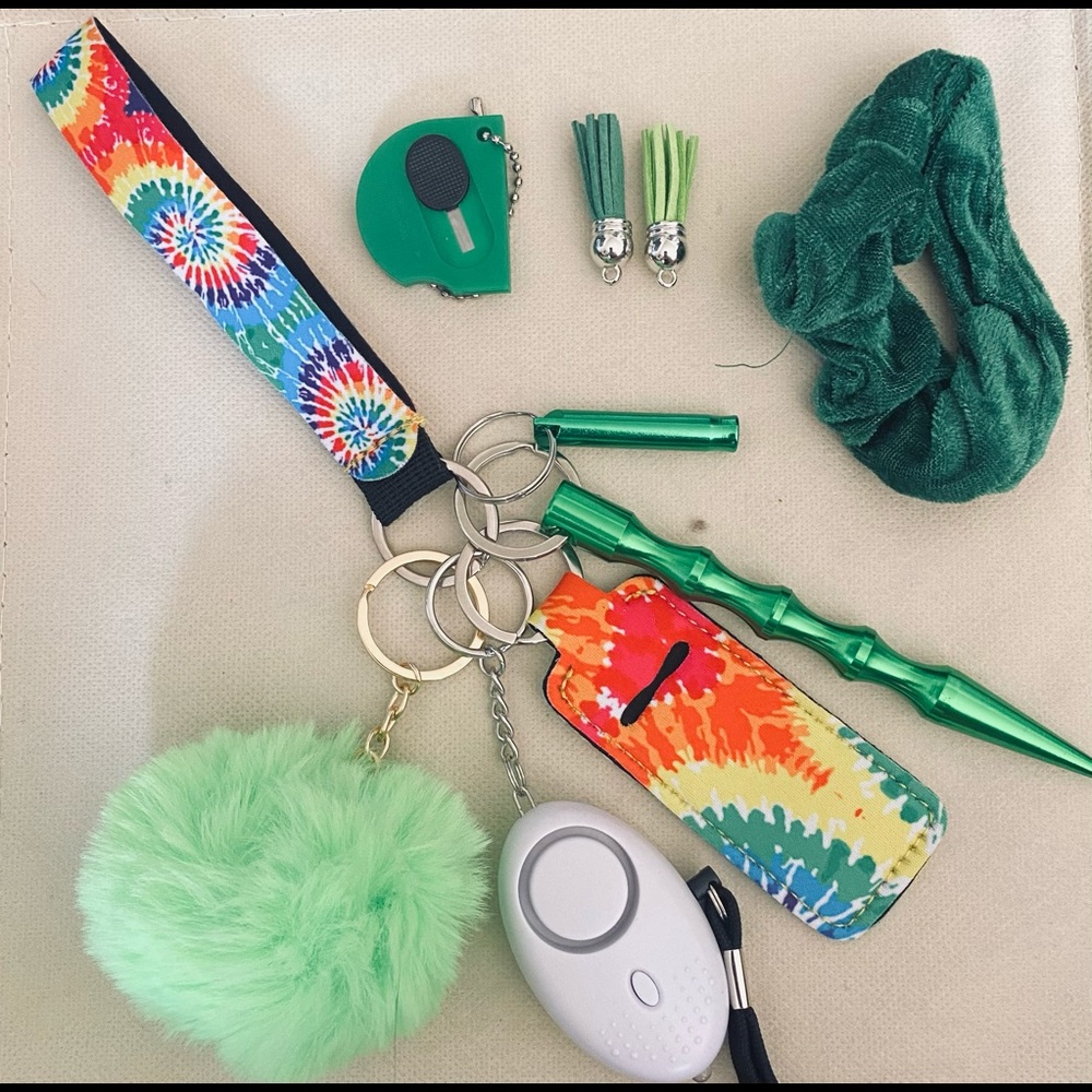 Rainbow tie dye safety keychain